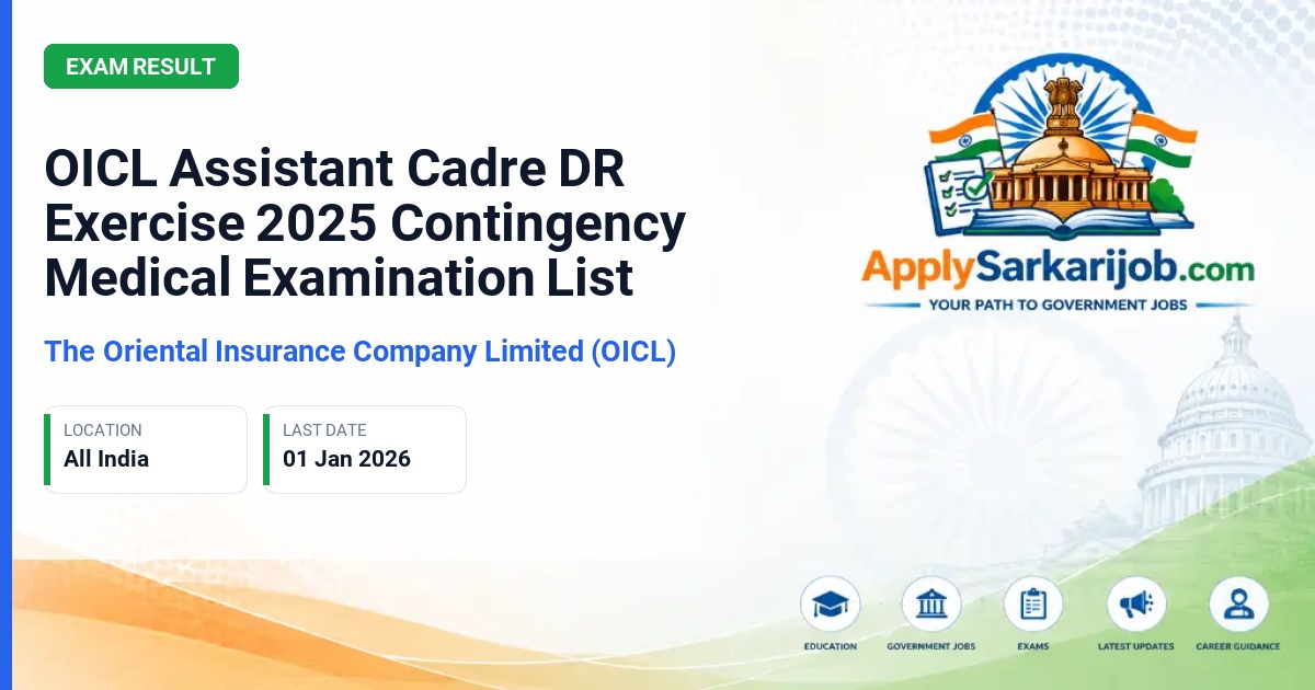 Oriental Insurance Company Limited - Assistant Cadre Official Notification Poster & Schedule