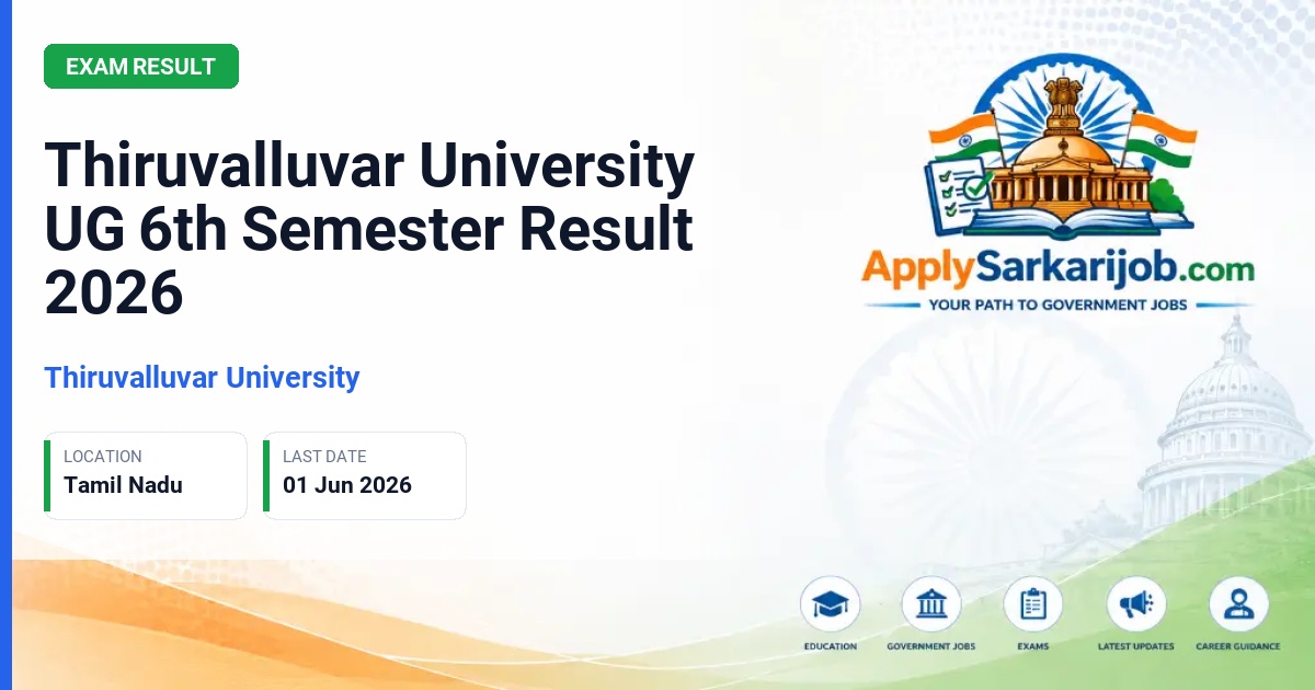 Thiruvalluvar University - Thiruvalluvar University UG 6th Semester Result 2026 Official Notification Poster & Schedule