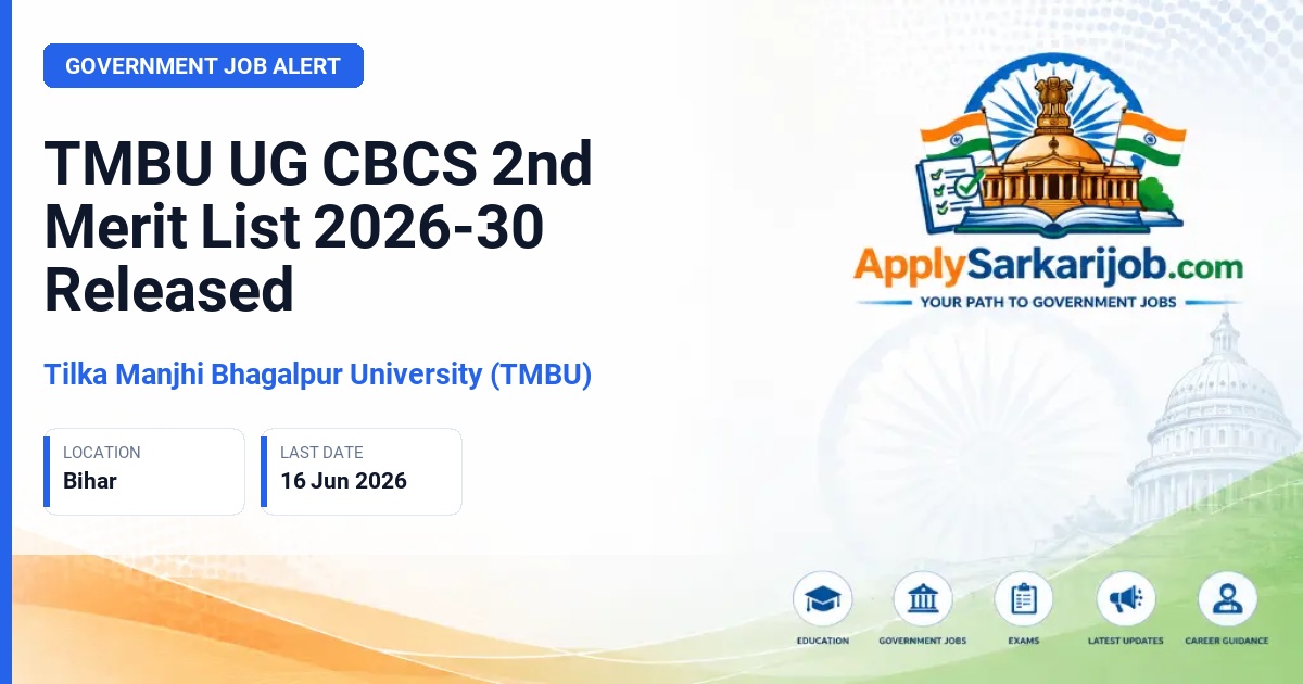 Tilka Manjhi Bhagalpur University (TMBU) - TMBU UG CBCS 2nd Merit List 2026-30 Released Official Notification Poster & Schedule