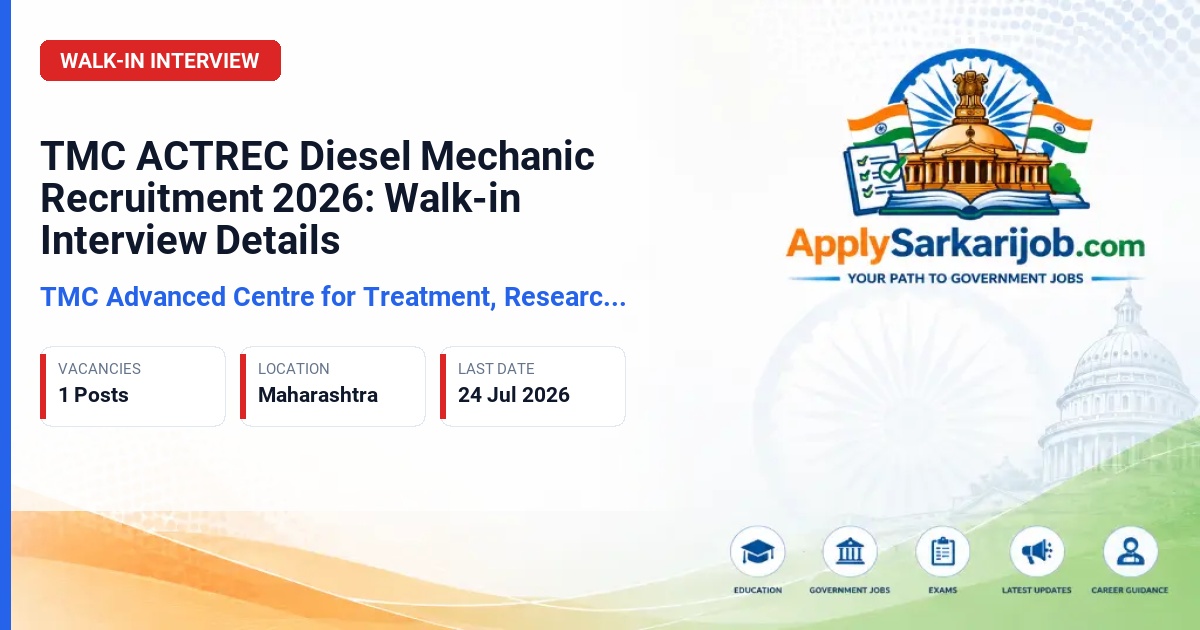 Advanced Centre for Treatment, Research and Education in Cancer (ACTREC) - Diesel Mechanic Official Notification Poster & Schedule