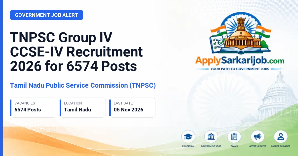 Tamil Nadu Public Service Commission (TNPSC) - Combined Civil Services Examination – IV (Group IV Services) Official Notification Poster & Schedule