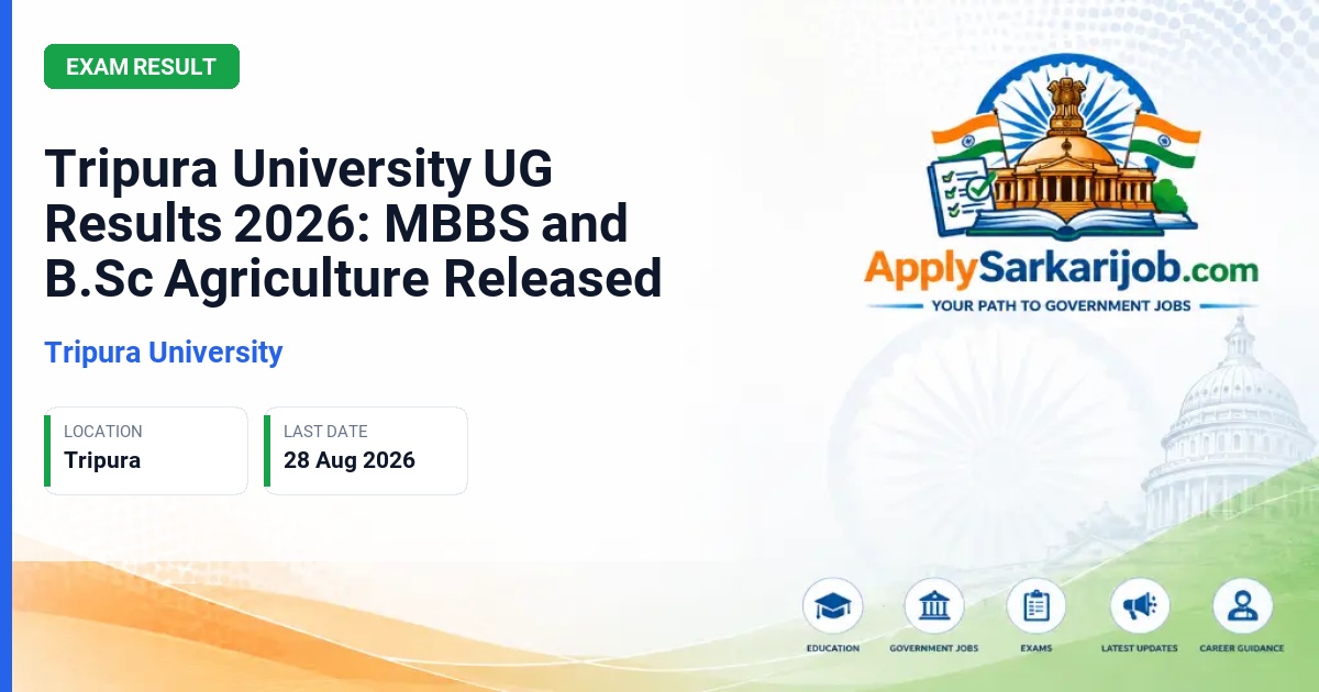 Tripura University - Tripura University UG Results 2026: MBBS and B.Sc Agriculture Released Official Notification Poster & Schedule