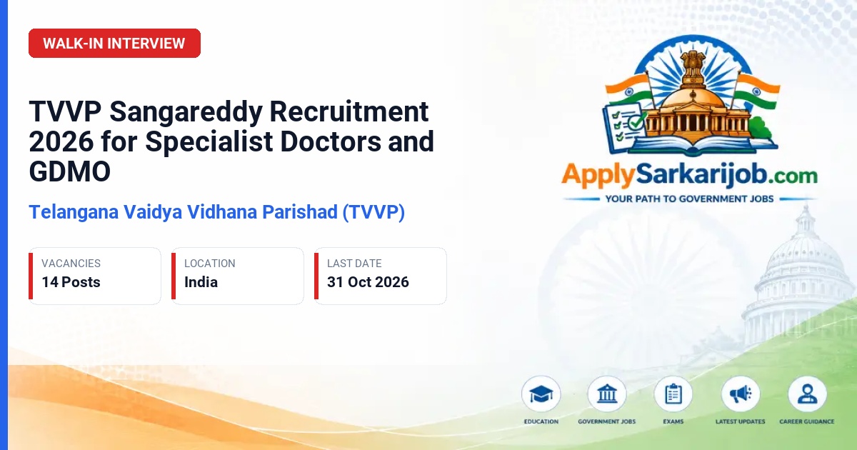 Telangana Vaidya Vidhana Parishad (TVVP) - Specialist Doctors and GDMO Official Notification Poster & Schedule