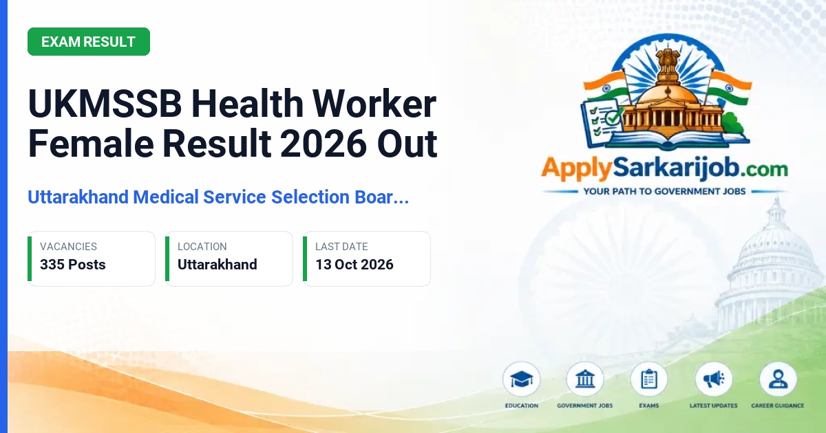 Uttarakhand Medical Service Selection Board (UKMSSB) - Health Worker (Female) Examination 2025 Official Notification Poster & Schedule