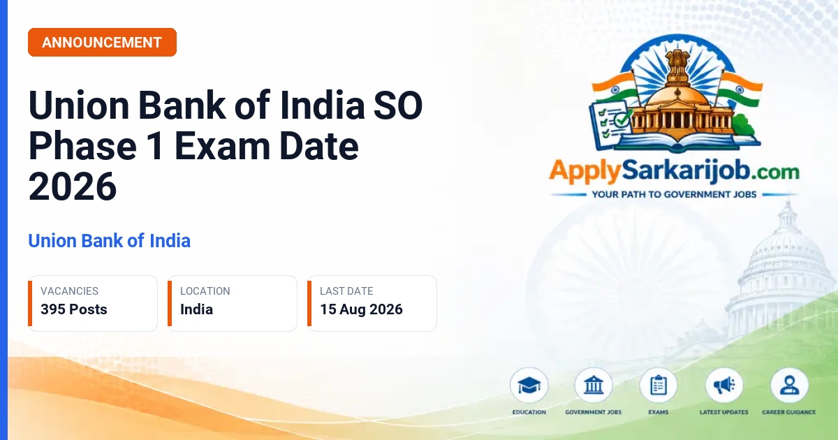 Union Bank of India - Specialist Officers and General Banking Officers Official Notification Poster & Schedule