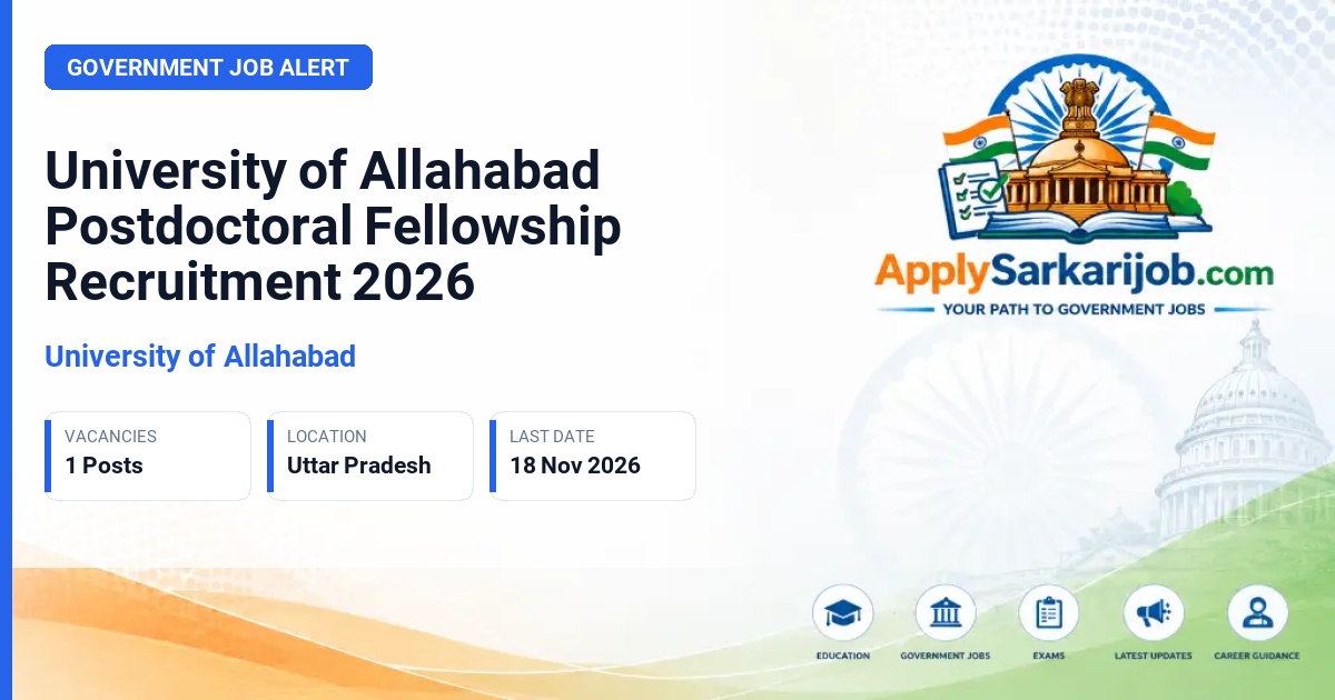 University of Allahabad - Postdoctoral Fellowship (PDF) Official Notification Poster & Schedule