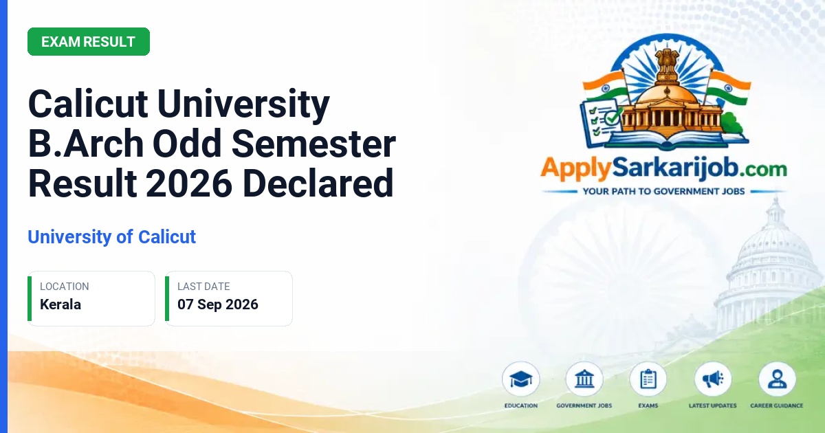 University of Calicut - B.Arch One Time Internal Improvement Examination (III, V, IX Semester) Official Notification Poster & Schedule