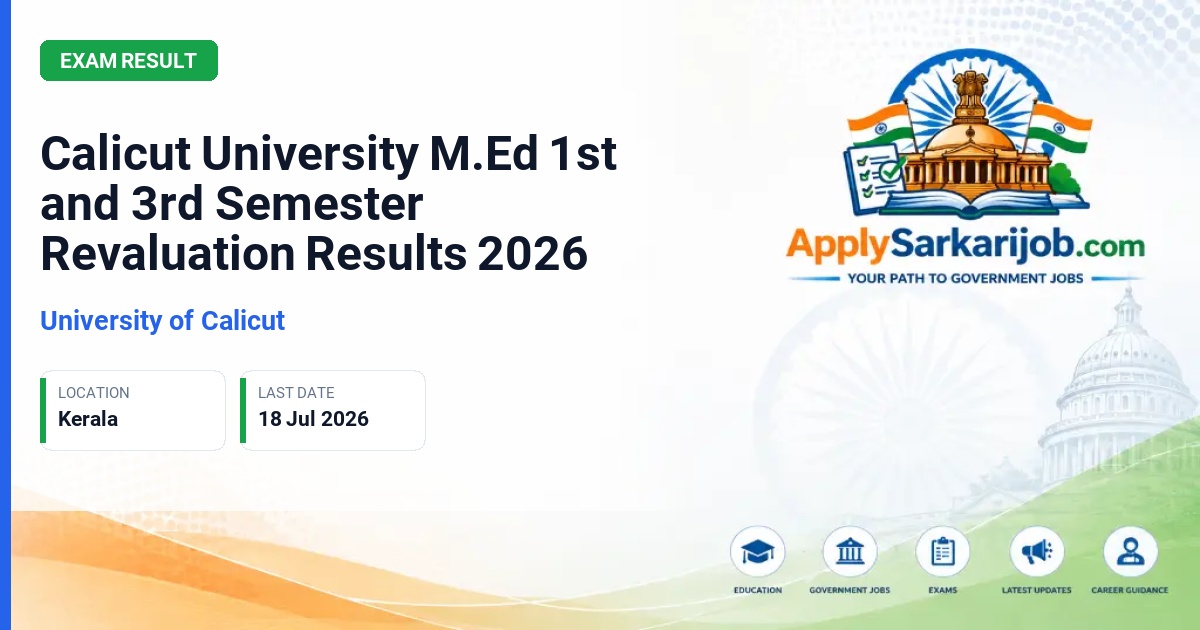 University of Calicut - Calicut University M.Ed 1st and 3rd Semester Revaluation Results 2026 Official Notification Poster & Schedule