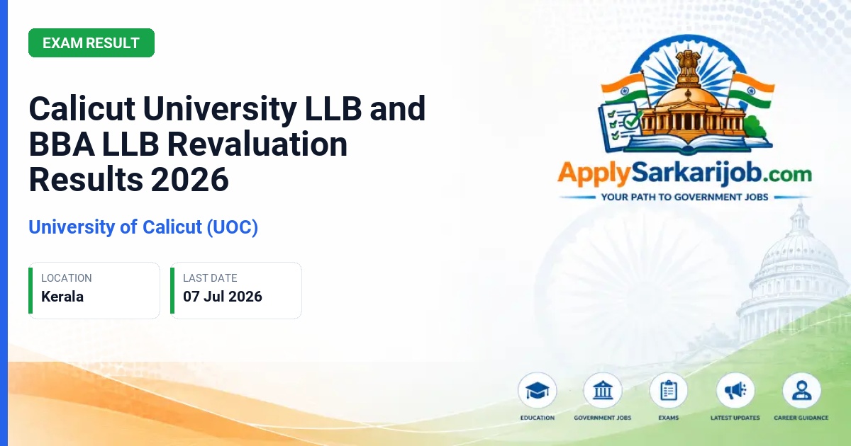 University of Calicut - Calicut University LLB and BBA LLB Revaluation Results 2026 Official Notification Poster & Schedule