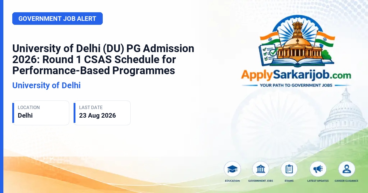 University of Delhi (DU) - Performance-Based Programmes Admission Official Notification Poster & Schedule