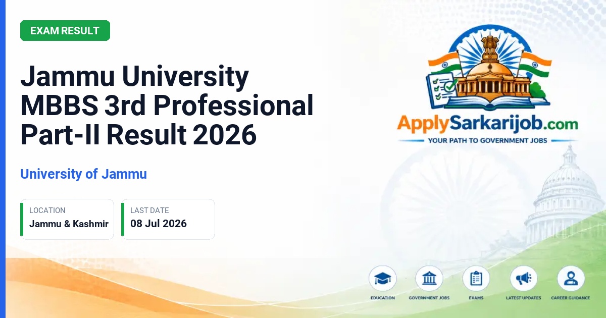 University of Jammu - Jammu University MBBS 3rd Professional Part-II Result 2026 Official Notification Poster & Schedule