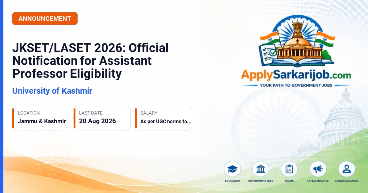 University of Kashmir - Assistant Professor (Eligibility) Official Notification Poster & Schedule