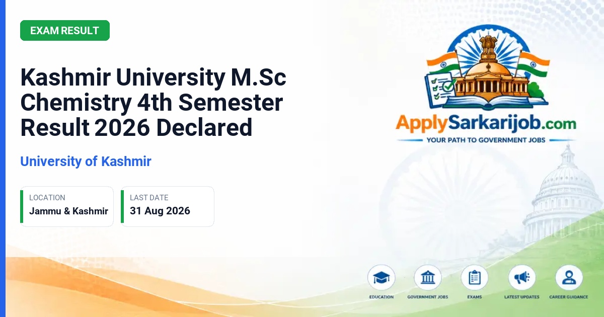 Kashmir University - M.Sc Chemistry 4th Semester Exam (Batch 2021-2023) Official Notification Poster & Schedule