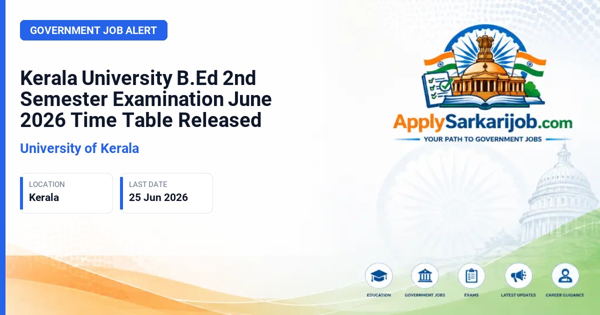 University of Kerala - Second Semester B.Ed Degree Examination June 2026 Official Notification Poster & Schedule