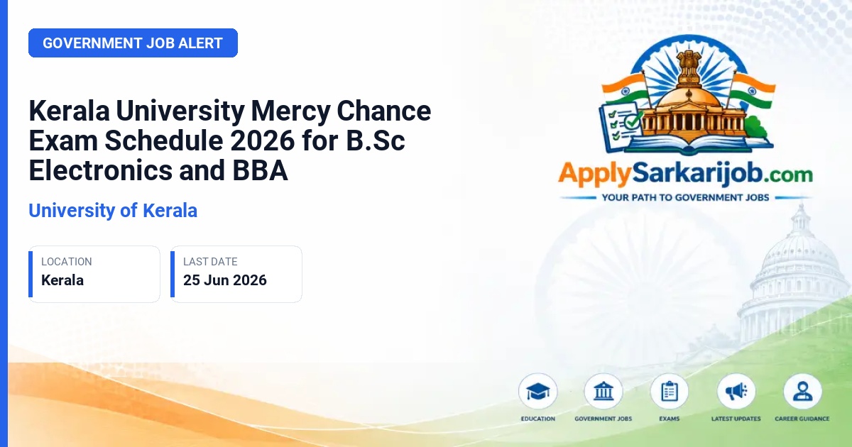 University of Kerala - Kerala University Mercy Chance Exam Schedule 2026 for B.Sc Electronics and BBA Official Notification Poster & Schedule