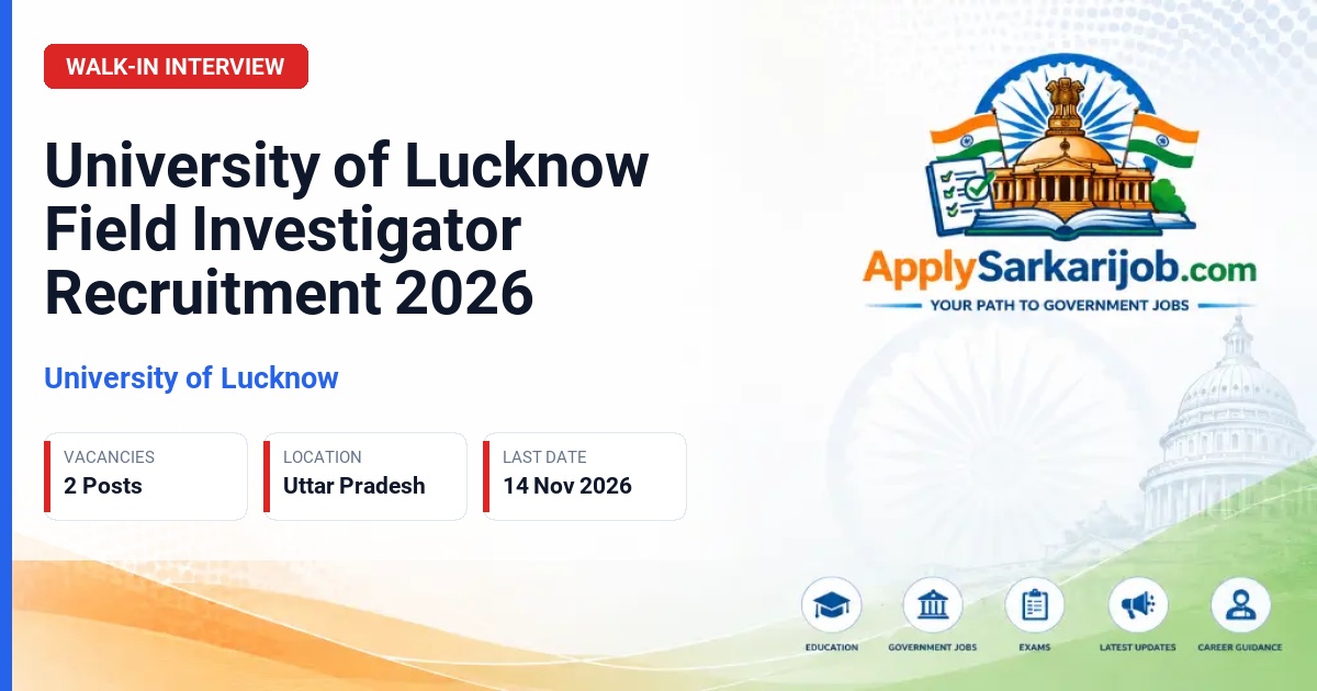University of Lucknow - Field Investigator Official Notification Poster & Schedule
