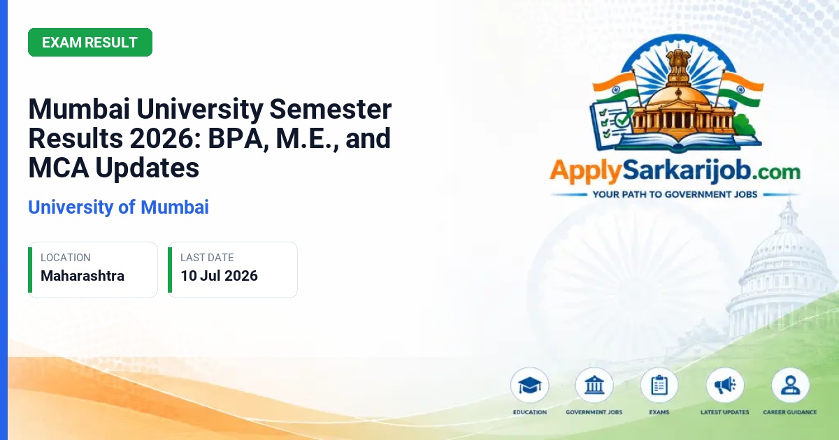University of Mumbai - Mumbai University Semester Results 2026: BPA, M.E., and MCA Updates Official Notification Poster & Schedule