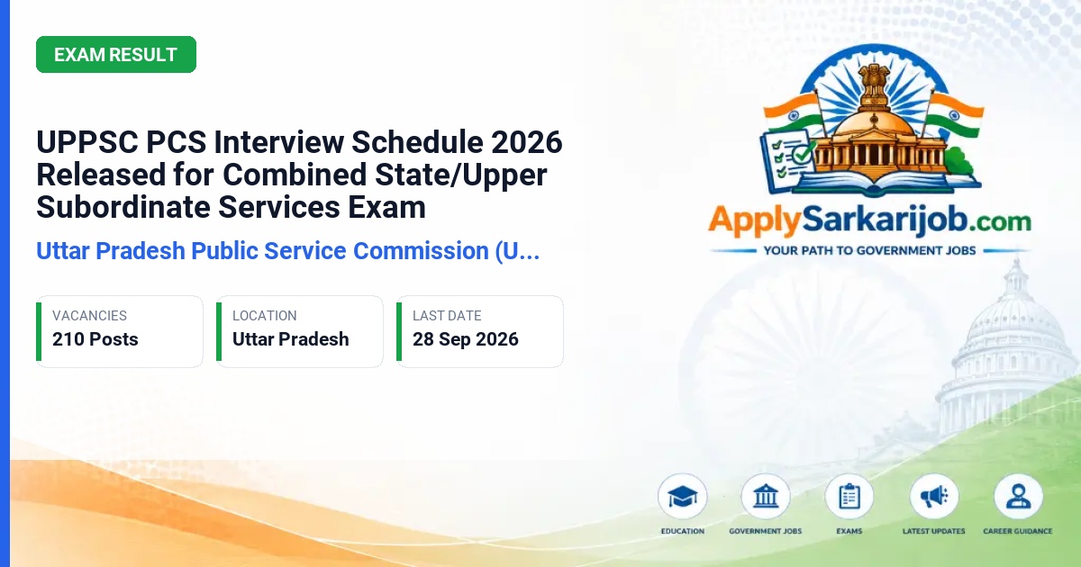 Uttar Pradesh Public Service Commission (UPPSC) - Combined State/Upper Subordinate Services (Mains) Exam-2025 Interview Schedule Official Notification Poster & Schedule