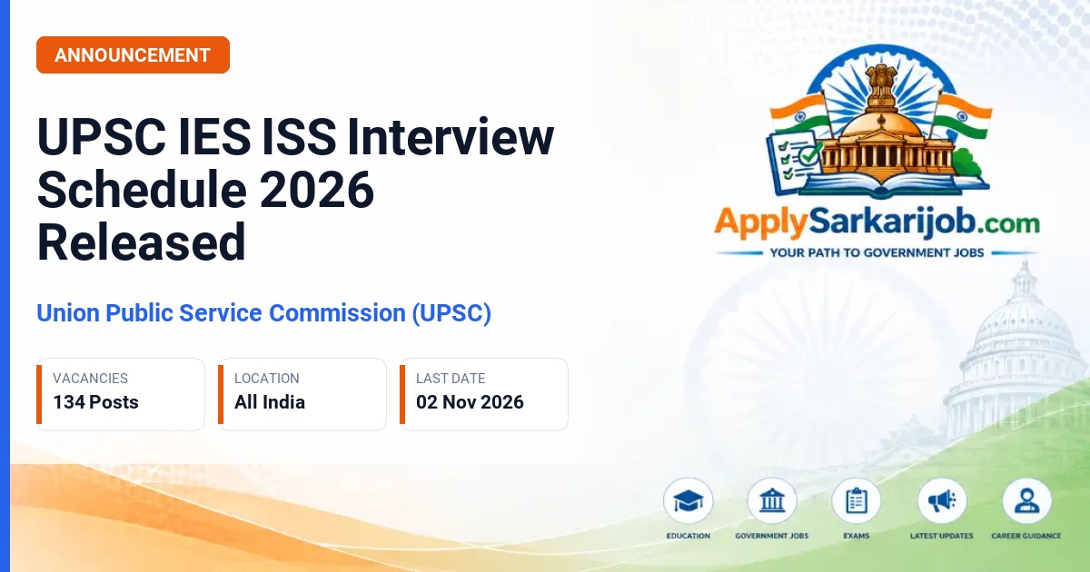 Union Public Service Commission (UPSC) - Indian Economic Service and Indian Statistical Service Personality Test Official Notification Poster & Schedule