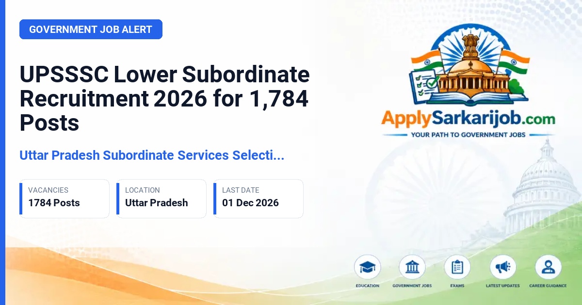 Uttar Pradesh Subordinate Services Selection Commission (UPSSSC) - Combined Lower Subordinate Services (Graduate Level) Main Examination Official Notification Poster & Schedule