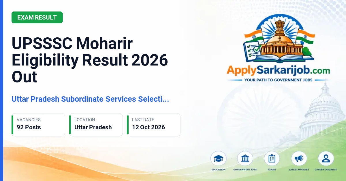 Uttar Pradesh Subordinate Services Selection Commission (UPSSSC) - Moharir Official Notification Poster & Schedule