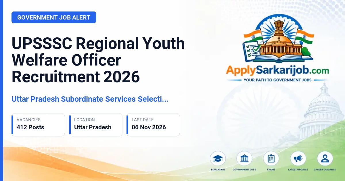 Uttar Pradesh Subordinate Services Selection Commission (UPSSSC) - Regional Youth Welfare Officer Official Notification Poster & Schedule
