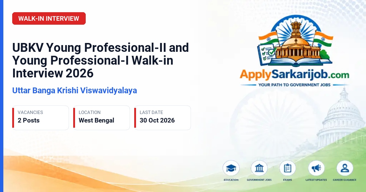 Uttar Banga Krishi Viswavidyalaya - Young Professional-II and Young Professional-I Official Notification Poster & Schedule