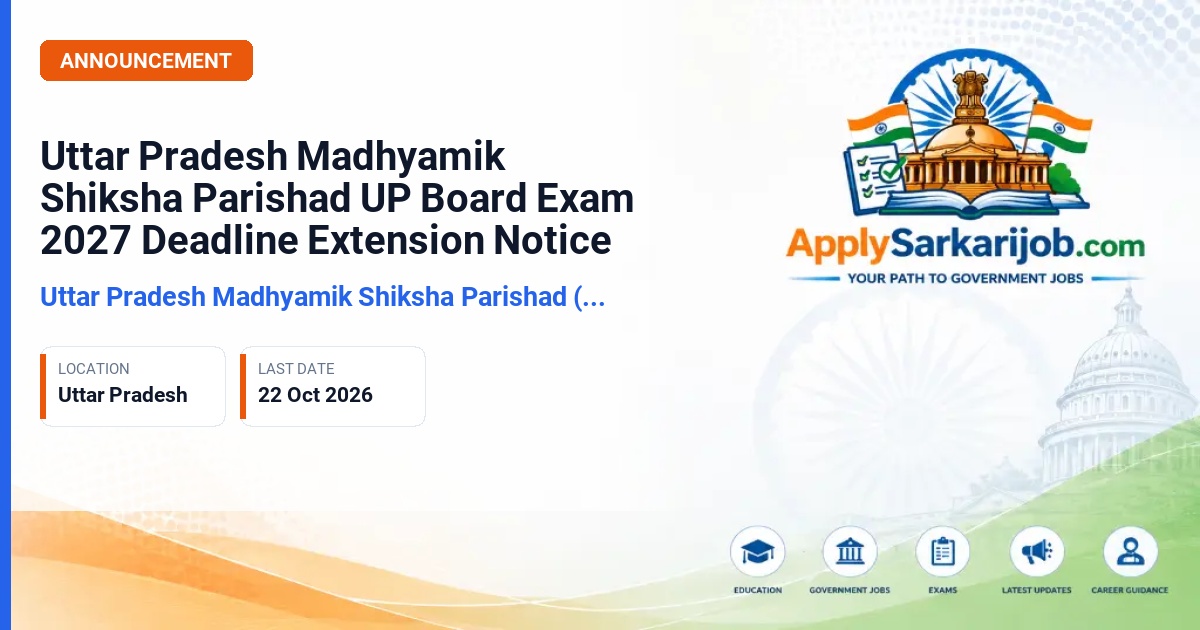 Uttar Pradesh Madhyamik Shiksha Parishad (UPMSP) - UP Board High School and Intermediate Examination 2027 Official Notification Poster & Schedule