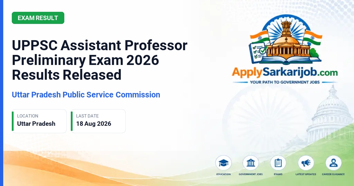 Uttar Pradesh Public Service Commission (UPPSC) - Assistant Professor (Government Degree College) Official Notification Poster & Schedule