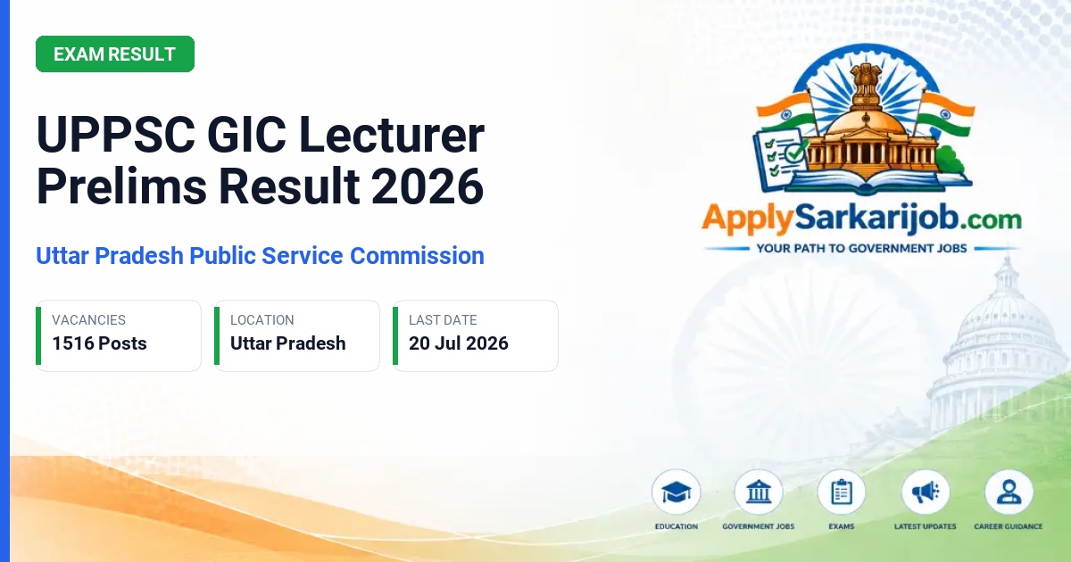 Uttar Pradesh Public Service Commission (UPPSC) - GIC Lecturer Official Notification Poster & Schedule