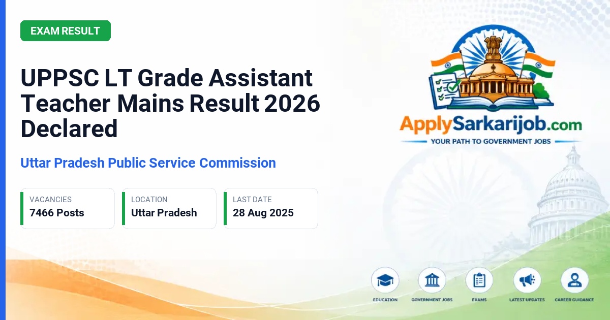 Uttar Pradesh Public Service Commission (UPPSC) - Assistant Teacher (LT Grade / Trained Graduate) Official Notification Poster & Schedule