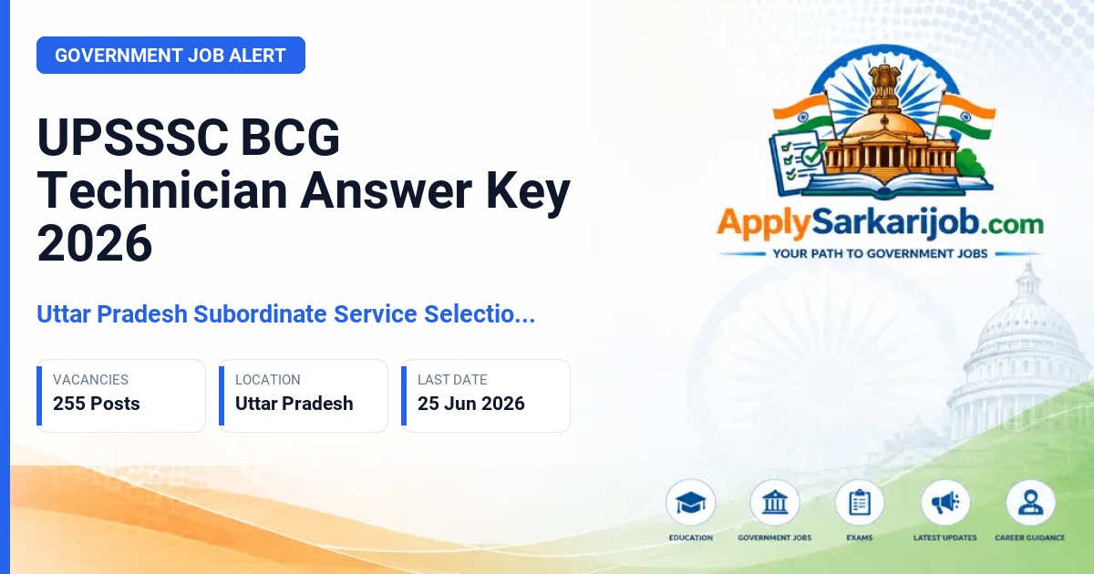 Uttar Pradesh Subordinate Services Selection Commission (UPSSSC) - BCG Technician Official Notification Poster & Schedule