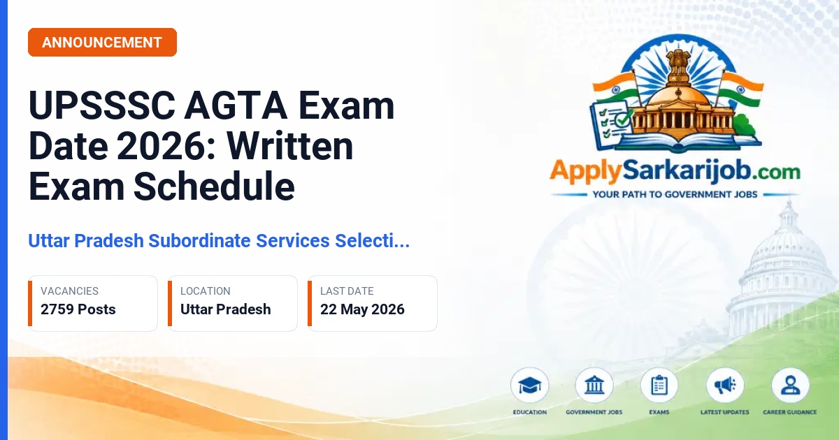 Uttar Pradesh Subordinate Services Selection Commission (UPSSSC) - Agriculture Technical Assistant (AGTA) Official Notification Poster & Schedule