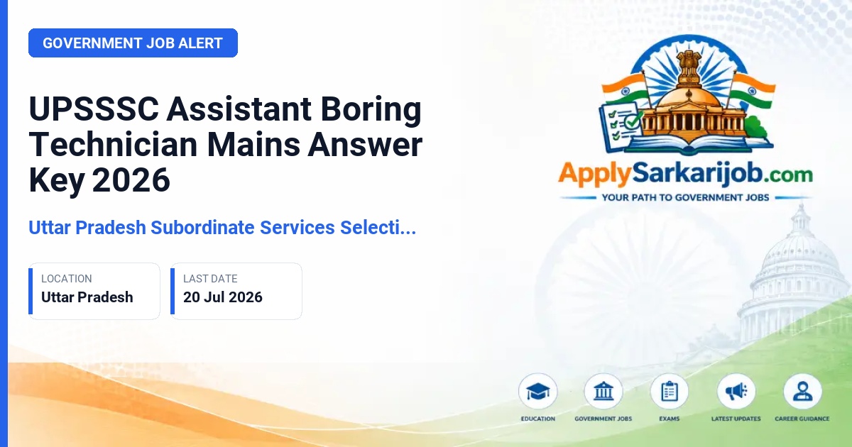 Uttar Pradesh Subordinate Services Selection Commission (UPSSSC) - Assistant Boring Technician Official Notification Poster & Schedule