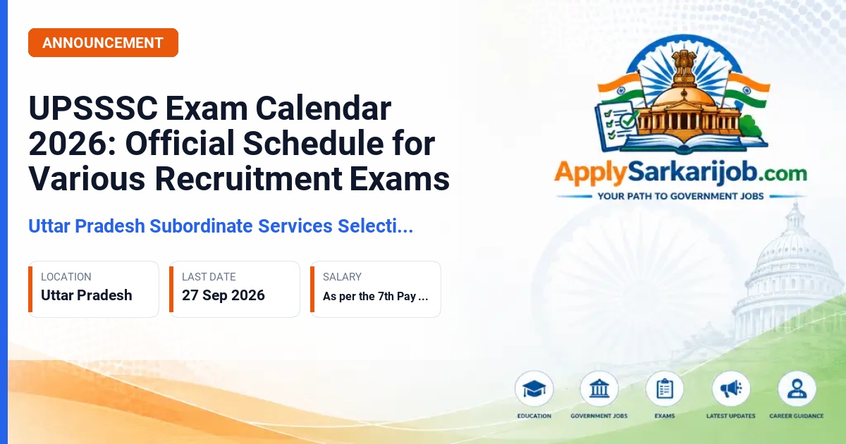 Uttar Pradesh Subordinate Services Selection Commission (UPSSSC) - Various Group-C Posts Official Notification Poster & Schedule