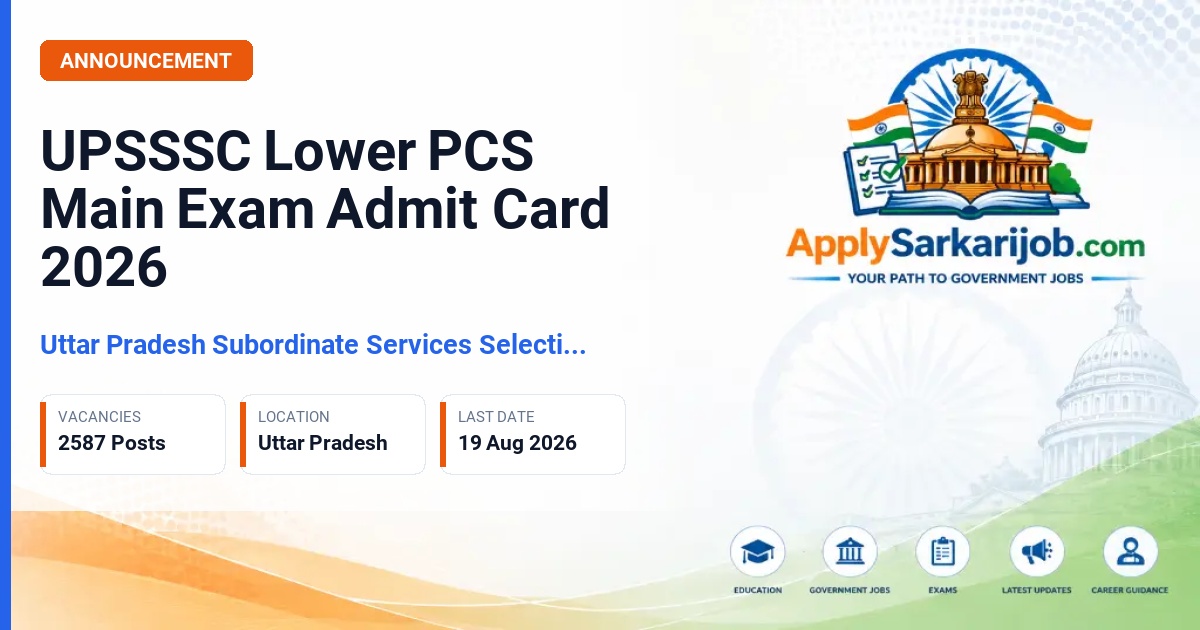 Uttar Pradesh Subordinate Services Selection Commission (UPSSSC) - Lower Subordinate Services (Various Posts) Official Notification Poster & Schedule