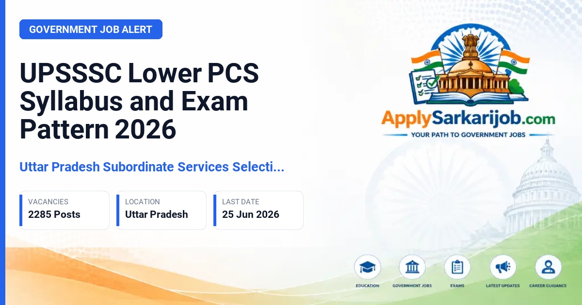 Uttar Pradesh Subordinate Services Selection Commission (UPSSSC) - Combined Lower Subordinate Services Official Notification Poster & Schedule