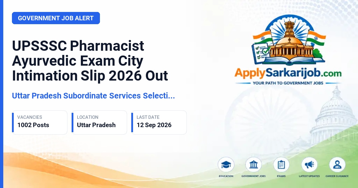Uttar Pradesh Subordinate Services Selection Commission (UPSSSC) - Pharmacist (Ayurvedic) Official Notification Poster & Schedule