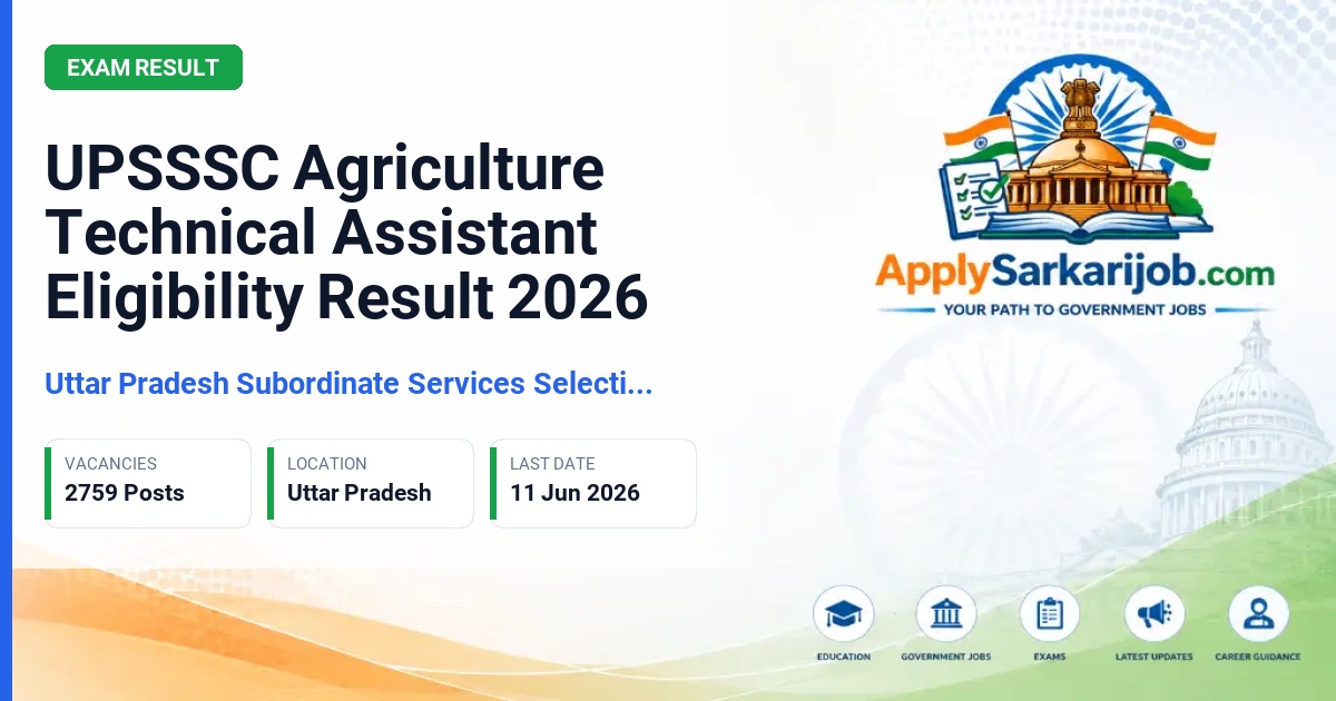 Uttar Pradesh Subordinate Services Selection Commission (UPSSSC) - Agriculture Technical Assistant (AGTA) Official Notification Poster & Schedule