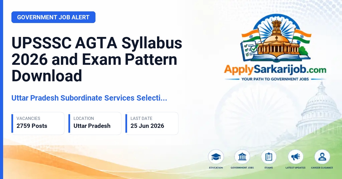Uttar Pradesh Subordinate Services Selection Commission (UPSSSC) - Agriculture Technical Assistant (AGTA) Official Notification Poster & Schedule