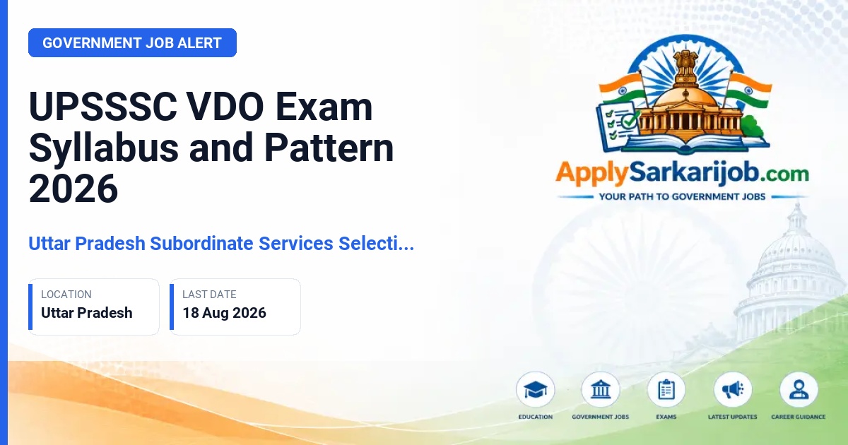 Uttar Pradesh Subordinate Services Selection Commission (UPSSSC) - Village Development Officer (VDO) / Gram Panchayat Adhikari Official Notification Poster & Schedule