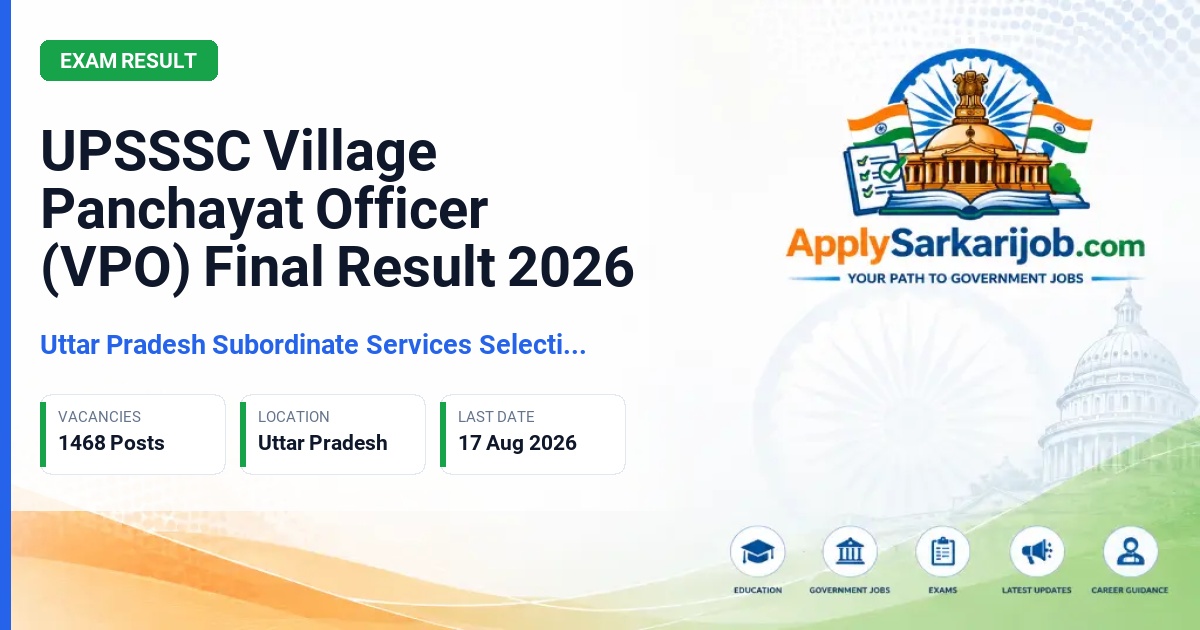 Uttar Pradesh Subordinate Services Selection Commission (UPSSSC) - Gram Panchayat Adhikari (Village Panchayat Officer) Official Notification Poster & Schedule
