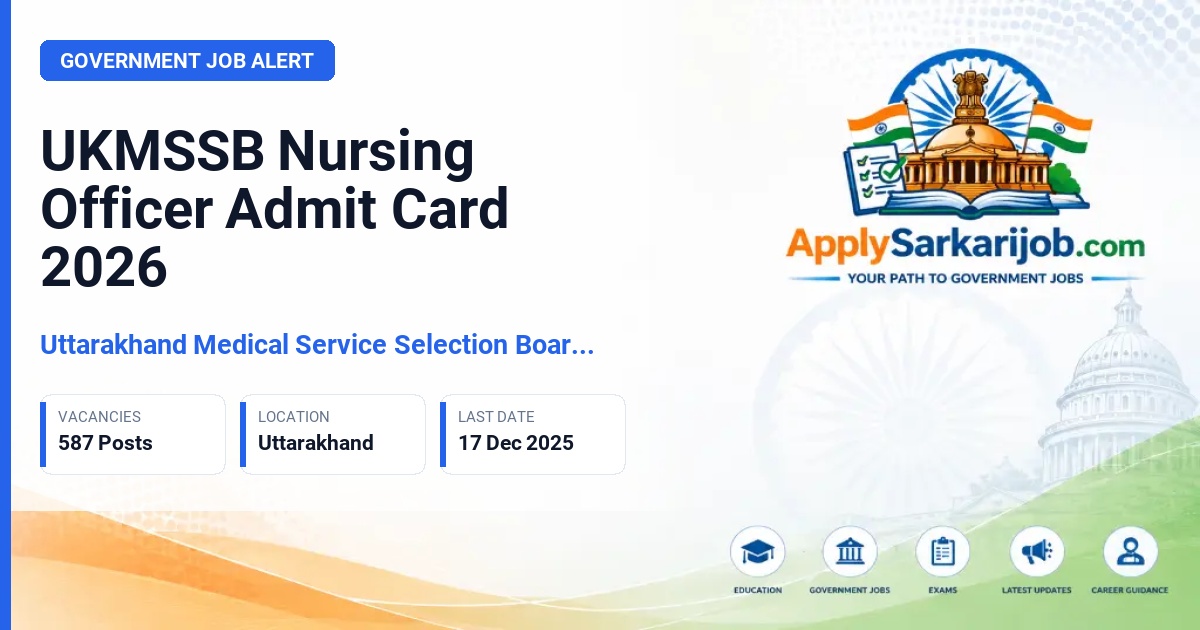 Uttarakhand Medical Service Selection Board (UKMSSB) - Nursing Officer Official Notification Poster & Schedule