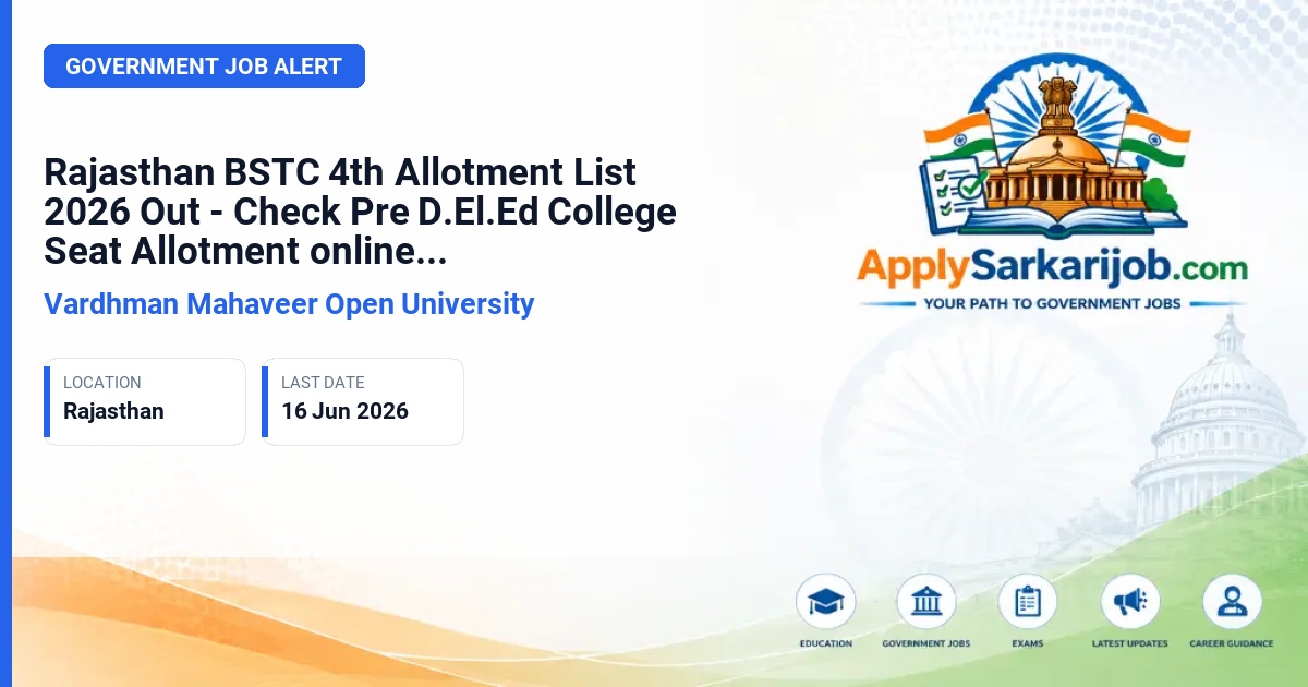 Vardhman Mahaveer Open University (VMOU), Kota - Rajasthan Pre D.El.Ed (BSTC) Course Admission Official Notification Poster & Schedule