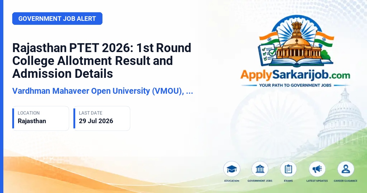 Rajasthan PTET - 2-Year B.Ed Admission Official Notification Poster & Schedule