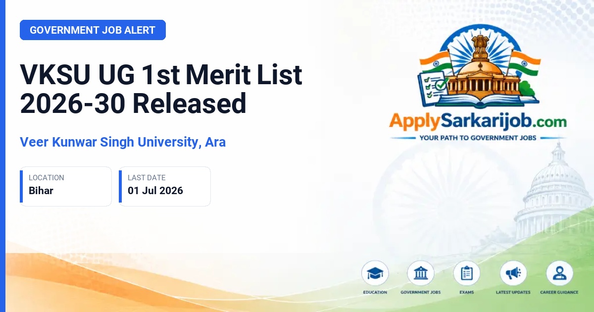 Veer Kunwar Singh University - VKSU UG 1st Merit List 2026-30 Released Official Notification Poster & Schedule