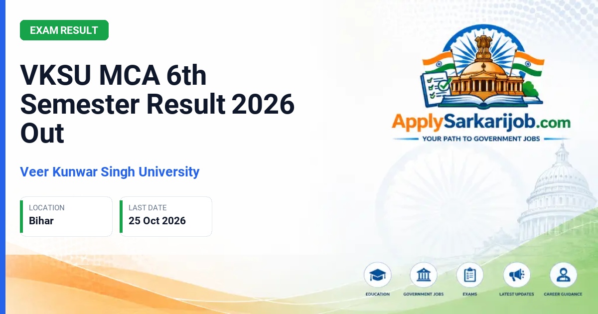Veer Kunwar Singh University - MCA 6th Semester Result Official Notification Poster & Schedule