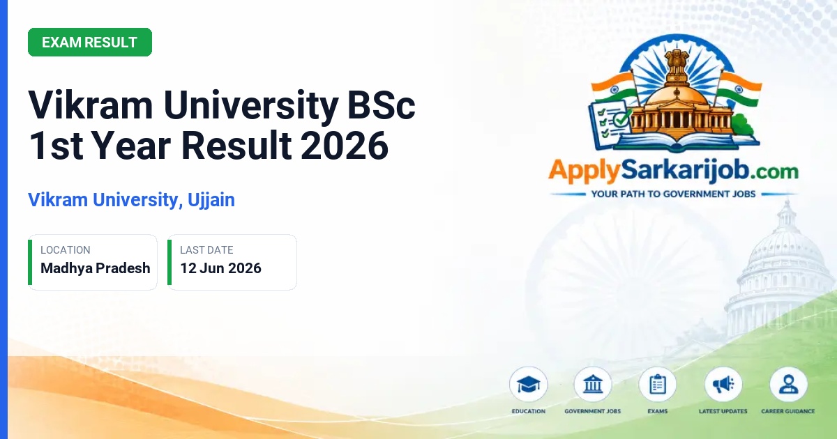 Vikram University - Vikram University BSc 1st Year Result 2026 Official Notification Poster & Schedule