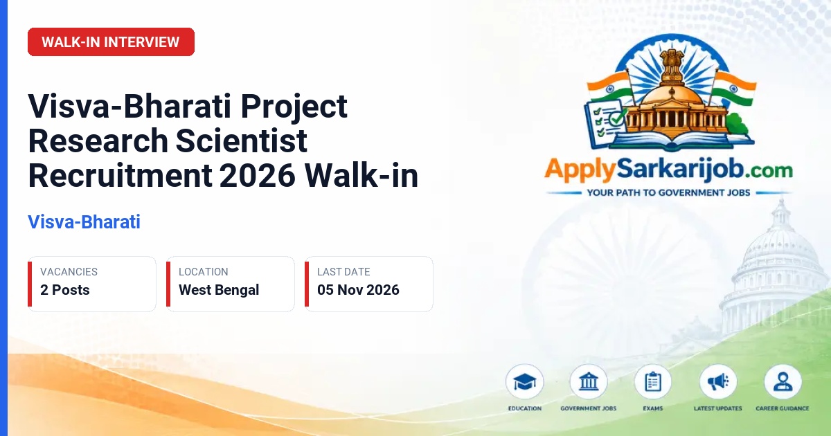 Visva-Bharati - Project Research Scientist - I (Non-Medical) Official Notification Poster & Schedule