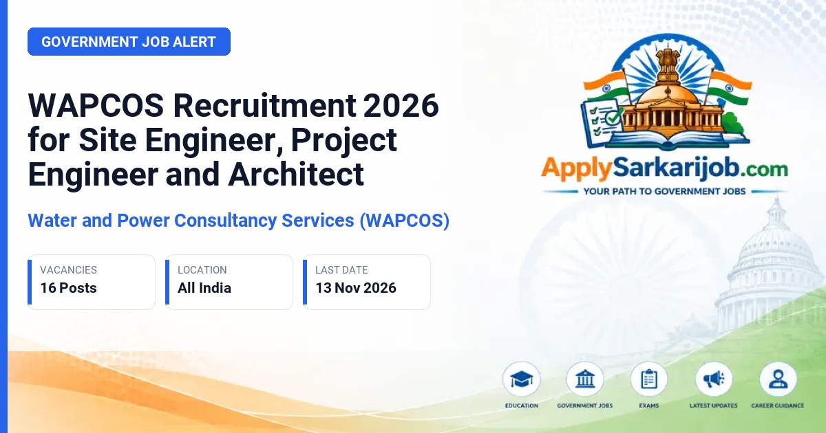Water and Power Consultancy Services (WAPCOS) - Site Engineer, Project Engineer, and Architect Official Notification Poster & Schedule